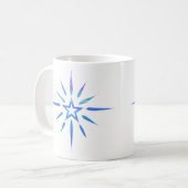 Blue Star Shine Minimalist Mug | Glow Art Koffiemok (Voorkant links)