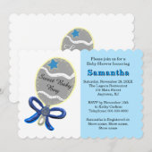 Blue Star Silver Rattle Baby shower Kaart (Voorkant / Achterkant)