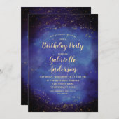 Blue Star Sky Hemelse Verjaardag Uitnodiging (Voorkant / Achterkant)