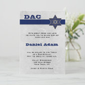 Blue Star Stripe Bar Mitzvah Uitnodiging (Staand voorkant)