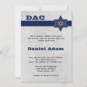 Blue Star Stripe Bar Mitzvah Uitnodiging