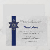 Blue Star Stripe Bar Mitzvah Uitnodiging (Voorkant / Achterkant)