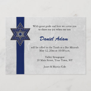 Blue Star Stripe Bar Mitzvah Uitnodiging