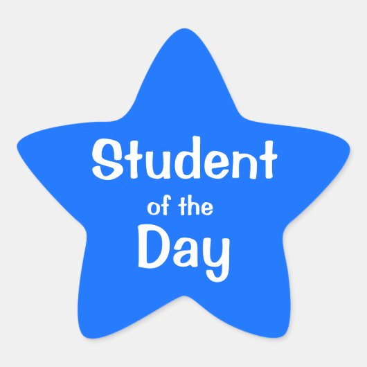 Blue Star student van de dag Ster Sticker (Voorkant)