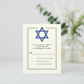 Blue Star van David Bar Mitzvah RSVP Kaartje (Staand voorkant)