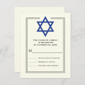 Blue Star van David Bar Mitzvah RSVP Kaartje (Voorkant / Achterkant)