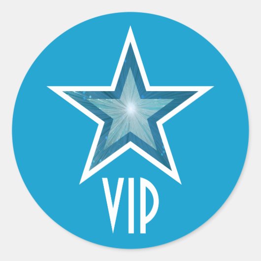Blue Star VIP ronde sticker blauw (Voorkant)