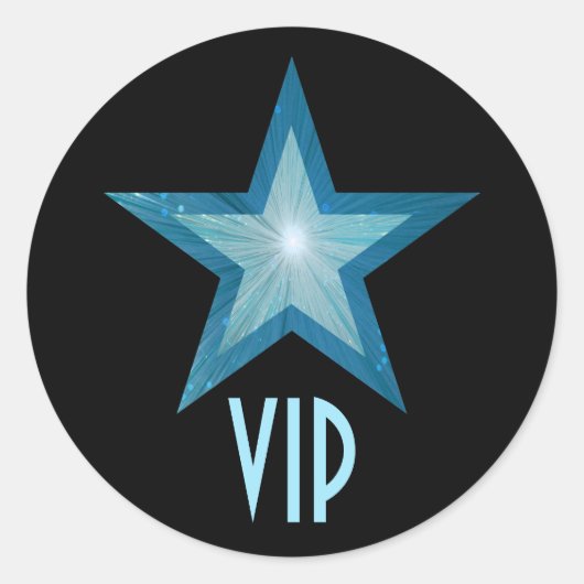 Blue Star VIP ronde sticker zwart (Voorkant)