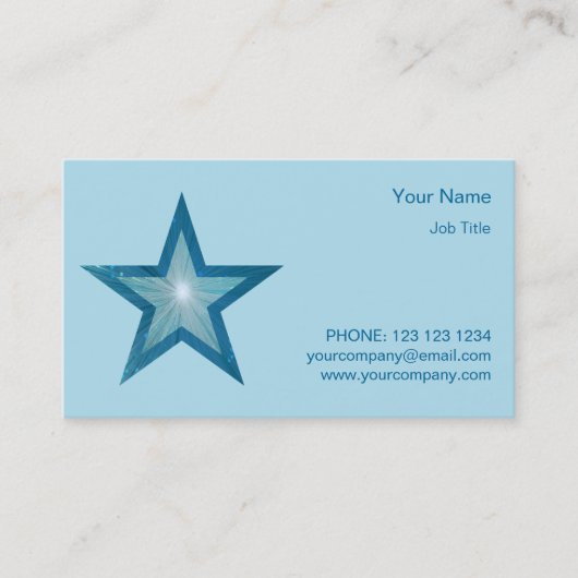 Blue Star visitekaartje side ster bleek blauw (Voorkant)