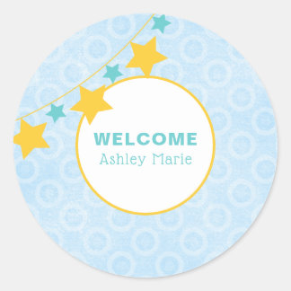 Blue Star Welkom Baby Ronde Sticker