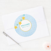  Blue Star Welkom Baby Ronde Sticker (Envelop)