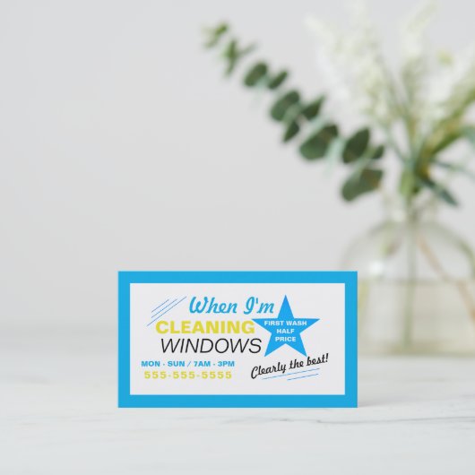 Blue Star Window Cleaner, reinigingsservice Visitekaartje (Staand voorkant)