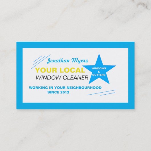 Blue Star Window Cleaner, reinigingsservice Visitekaartje (Achterkant)