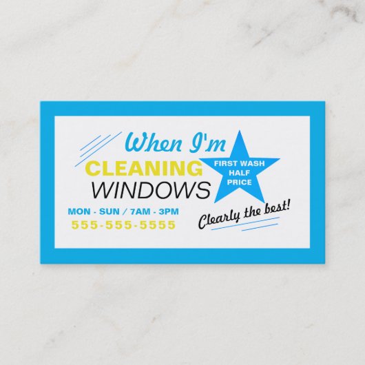 Blue Star Window Cleaner, reinigingsservice Visitekaartje (Voorkant)