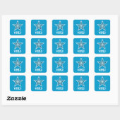 Blue Star 'WINNER' vierkante sticker blauw (Vel)