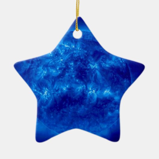 Blue Star Yellow Star Keramisch Ornament (Voorkant)