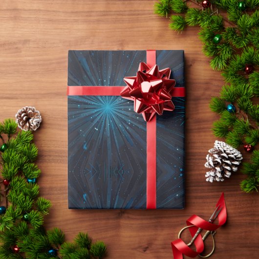 Blue Starburst Cadeaupapier (Feestdagen Geschenken)