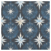 Blue Starburst Googie Pattern Stof (Close Up)