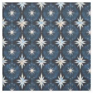 Blue Starburst Googie Pattern Stof