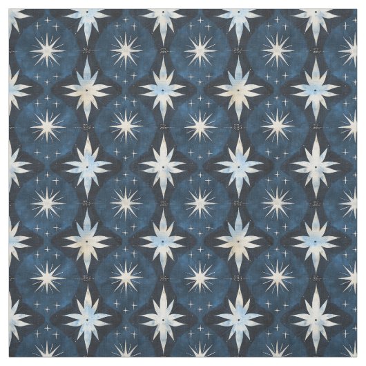 Blue Starburst Googie Pattern Stof (Swatch)