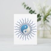 Blue Starburst Yin Yang Briefkaart (Staand voorkant)