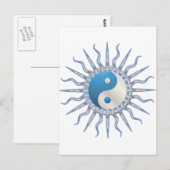 Blue Starburst Yin Yang Briefkaart (Voorkant / Achterkant)