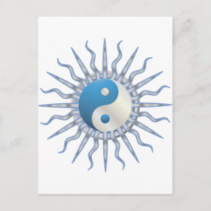 Blue Starburst Yin Yang Briefkaart