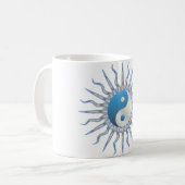Blue Starburst Yin Yang Koffiemok (Voorkant links)
