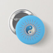 Blue Starburst Yin Yang Ronde Button 5,7 Cm (Voorkant /achterkant)