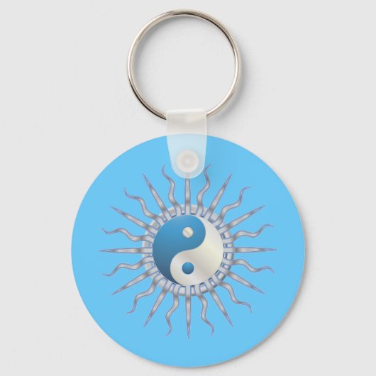 Blue Starburst Yin Yang Sleutelhanger (Voorkant)