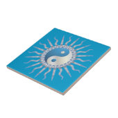 Blue Starburst Yin Yang Tegeltje (Zijkant)