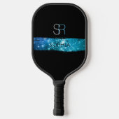 Blue Stardust Brush Stroke, Monogram & naam Pickleball Paddle (Achterkant)