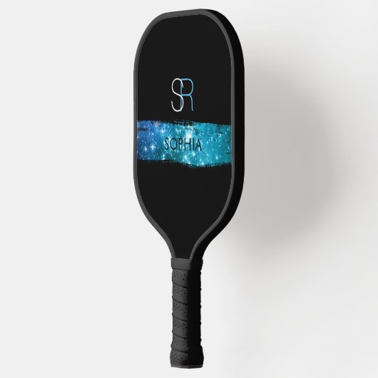 Blue Stardust Brush Stroke, Monogram & naam Pickleball Paddle (Links)