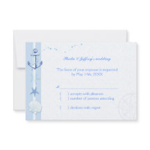 Blue Starfish & Anchor Nautical Wedding RSVP