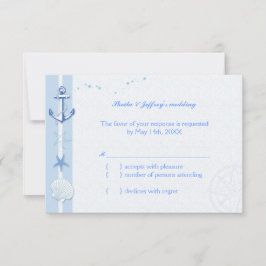Blue Starfish & Anchor Nautical Wedding RSVP Kaartje