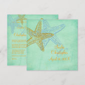 BLUE STARFISH/BACH Wedding Invitations Kaart (Voorkant / Achterkant)