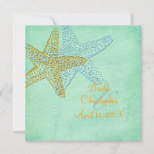 BLUE STARFISH/BACH Wedding Invitations Kaart (Voorkant)
