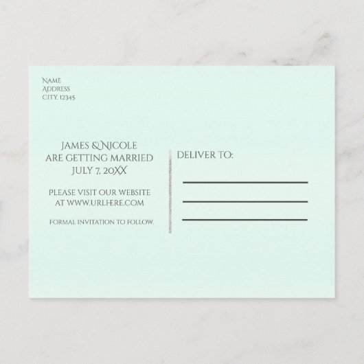 Blue Starfish Beach Elegant Wedding Save the Date Aankondigingskaart (Achterkant)