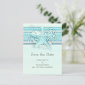 Blue Starfish Beach Elegant Wedding Save the Date Aankondigingskaart (Staand voorkant)