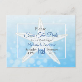 Blue Starfish Beach Thormed Wedding Save the Date Aankondigingskaart