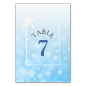 Blue Starfish Beach Wedding Table Number Kaart (Voorkant)