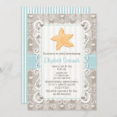 Blue Starfish Bridal Shower Invitations Kaart (Voorkant / Achterkant)