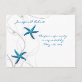 Blue Starfish en Silver Coral RSVP Briefkaart (Voorkant)