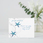 Blue Starfish en Silver Coral RSVP Briefkaart (Staand voorkant)