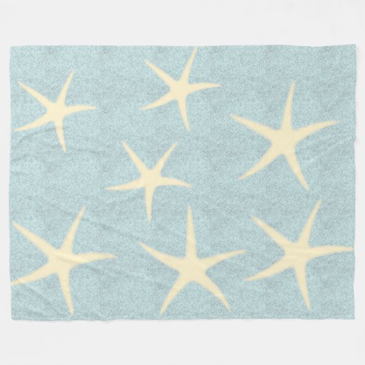Blue Starfish Fleece Blanket (Voorkant (Horizontaal))
