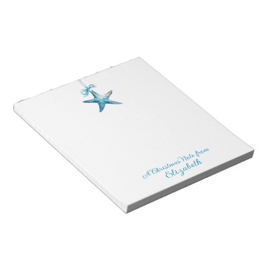 Blue Starfish kerstversiering gepersonaliseerd Notitieblok (Schuin)
