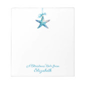 Blue Starfish kerstversiering gepersonaliseerd Notitieblok (Voorkant)