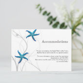 Blue Starfish met Silver Coral Wedding Insert Informatiekaartje (Staand voorkant)