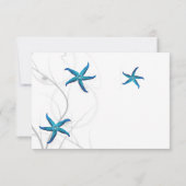 Blue Starfish met Silver Coral Wedding Rehearal Kaart (Achterkant)