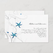 Blue Starfish met Silver Coral Wedding Rehearal Kaart (Voorkant / Achterkant)